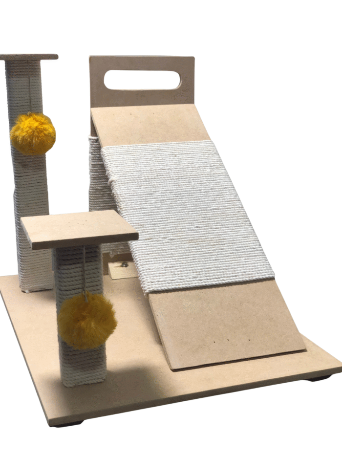 A multi-level cat tree with a scratching ramp and platform - Pets house ...